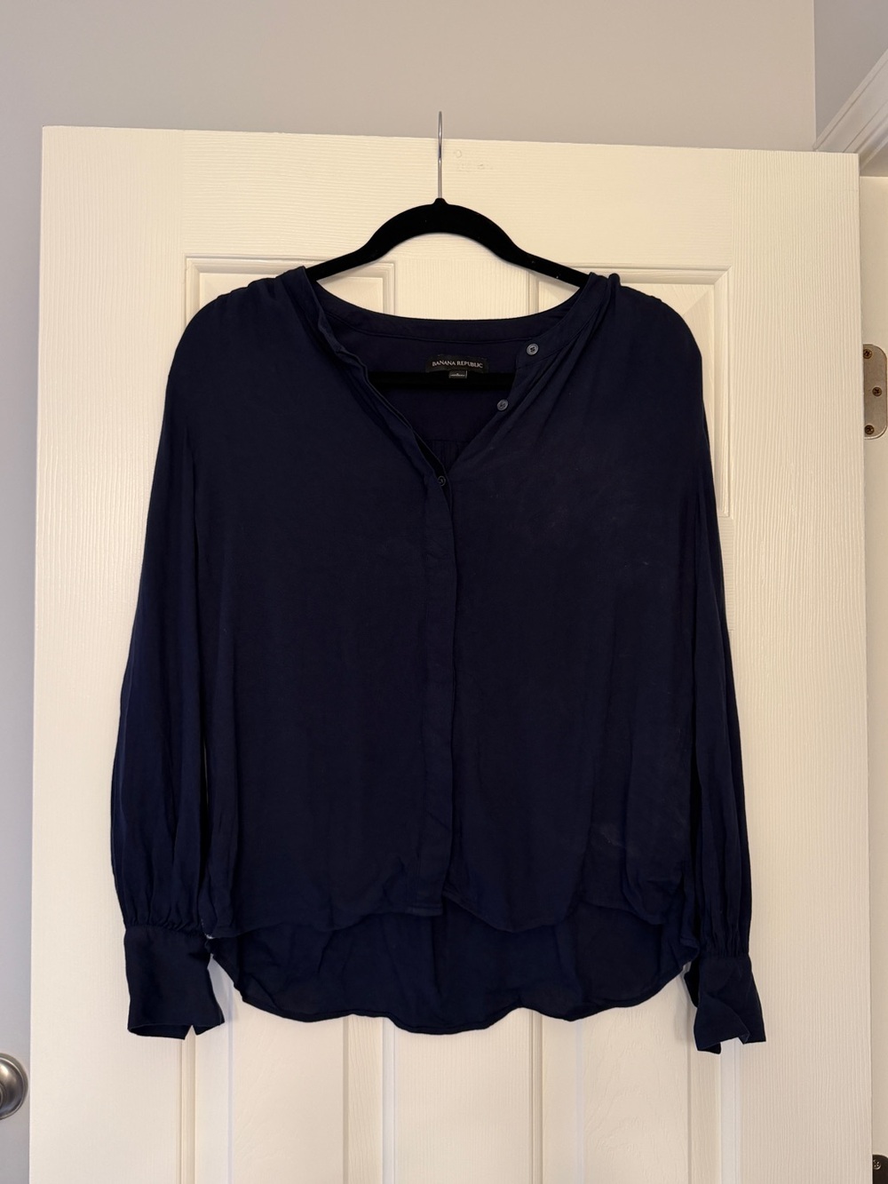 Banana Republic Navy Chiffon Button Down Shirt